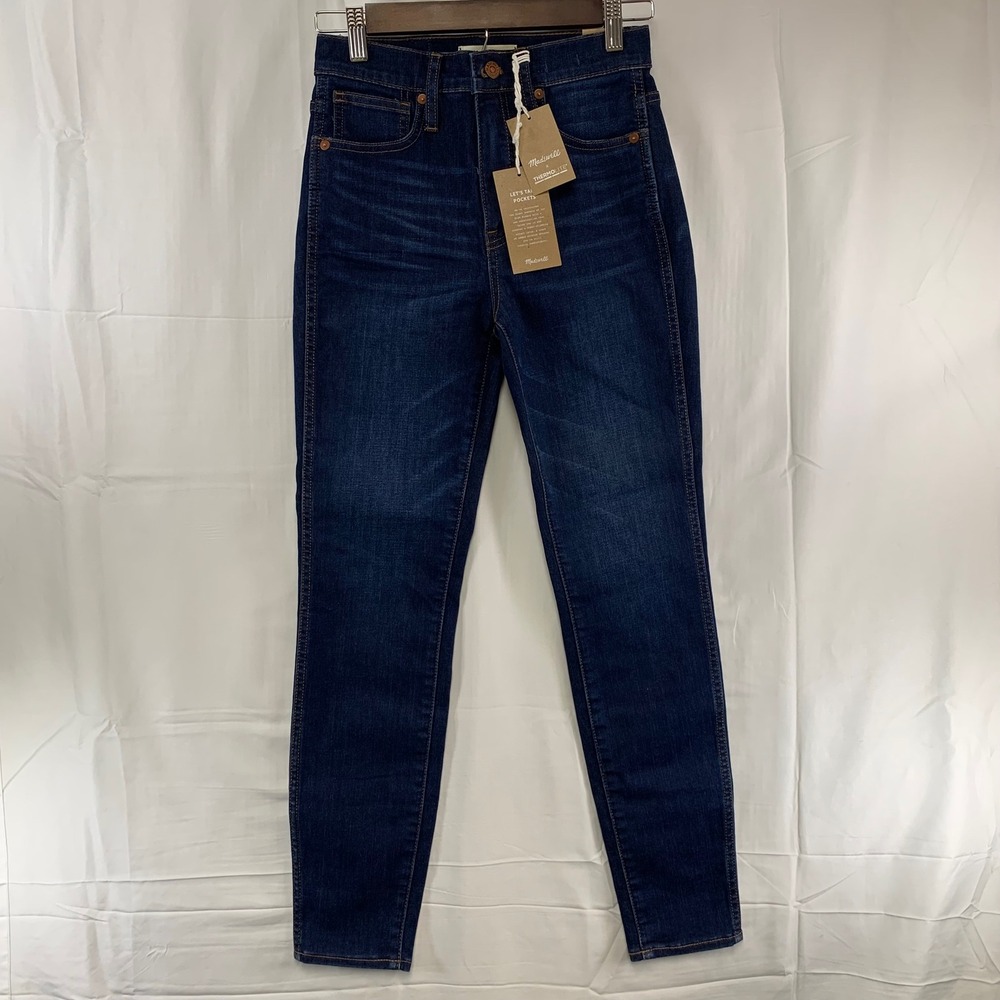 Madewell 10"‎ High-Rise Skinny Jeans Womens 25 Dark Wash Blue K2432 Thermolite